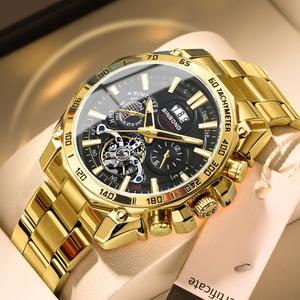 นาฬิกาผู้ใหญ่ระดับไฮเอนด์, แบรนด์หรู, เรืองแสง, นาฬิกาธุรกิจอินเทรนด์, สำหรับผู้ชาย, การออกแบบ Tourbillon, สายเหล็ก, สไตล์ดาราอินเทอร์เน็ต, การเคลื่อนไหวควอทซ์, ไลฟ์สตรีมมิ่ง, แฟชั่นใหม่  vintage