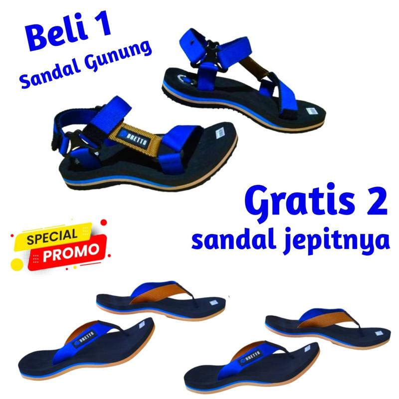 HOT Beli 1 Sandal gunung Gratis 2 Sandal jepit/promo Beli1 gratis2 sandal  pria terbaru/sandal gunug dewasa/sandal/sandal gunung pria dewasa/saandal gunung pria outdoor Sandal Karet Kasual Canvas 2