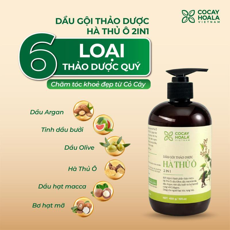 [ BIG SALE ] Dầu Gội Thảo Dược Hữu Cơ Cỏ Cây Hoa Lá Hà Thủ Ô  450g 2in1 - Hỗ Trợ Giảm Rụng, Hỗ Trợ Mọc Tóc 2