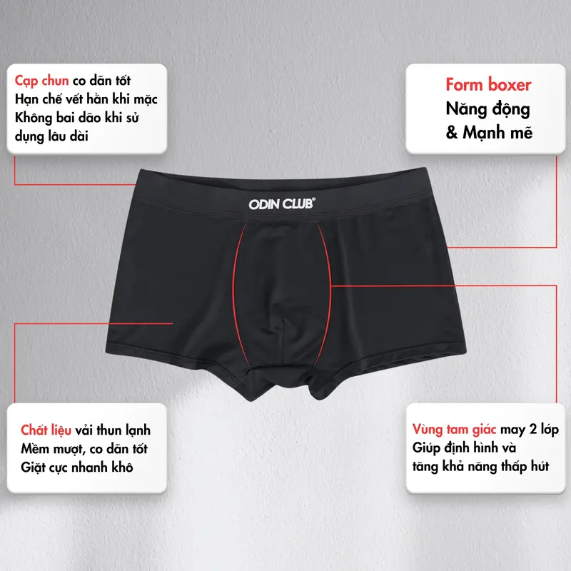 [ODIN x Phạm Thoại] COMBO Quần lót nam Boxer ODIN CLUB (CHE TÊN SẢN PHẨM) 4