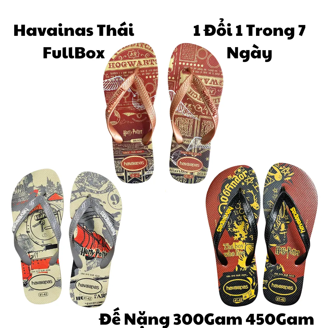 Dép Kẹp-Tông FullBox Dép Nam Hình in [ Harry Potter Xám-Harry Potter Đỏ-Harry Potter Nâu ] Đế Cao Su Nguyên Khối, Chống Trơn Trượt, Lâu Mòn, Thích Hợp Đi Biển-Đi Mư Đế Bằng DéP