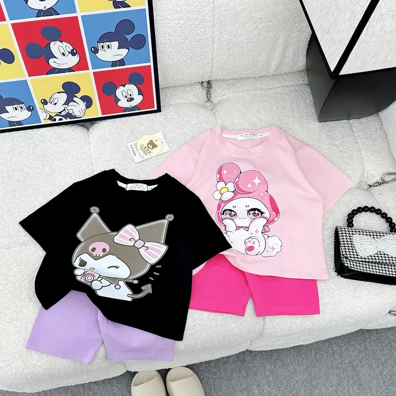 SB29 -  (Chọn tăng 1 sz) - Bộ quần áo bé gái họa tiết hoạt hình chất liệu vải cotton 4 màu cho bé 8-30kg 1