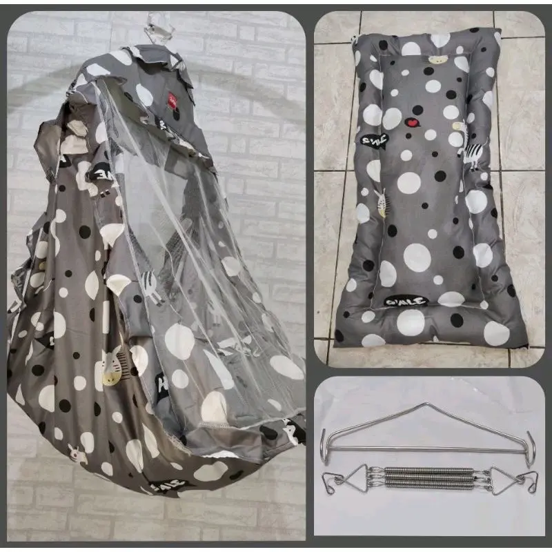 ayunan kelambu ayunan motif 5in1  set lengkap per  hanger segitiga besi 2