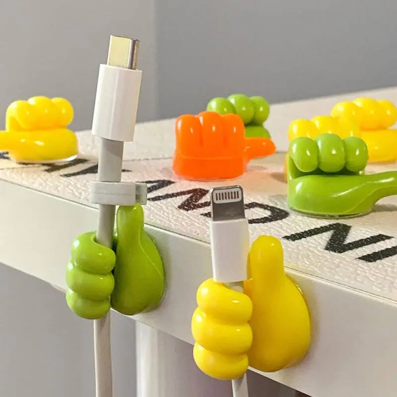 5 Pcs Creative Thumb Free Punching Viscose Wall Data Cable Storage Student Dormitory With Cute Seamless Hook Organiser Waterproof