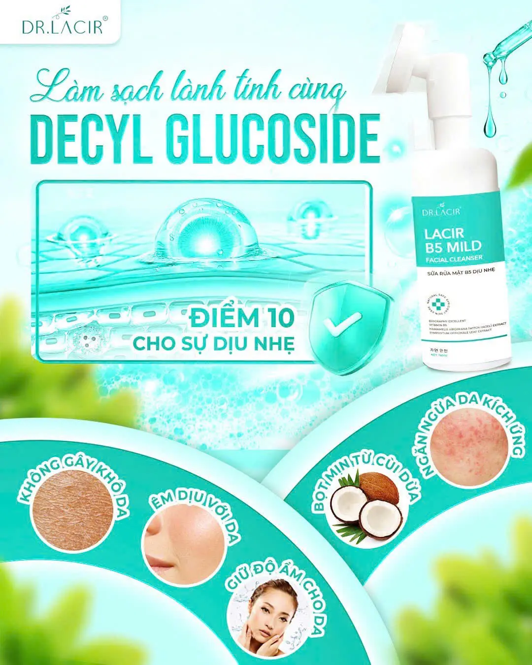 Sữa rửa mặt dịu nhẹ không gây khô da cho da nhạy cảm