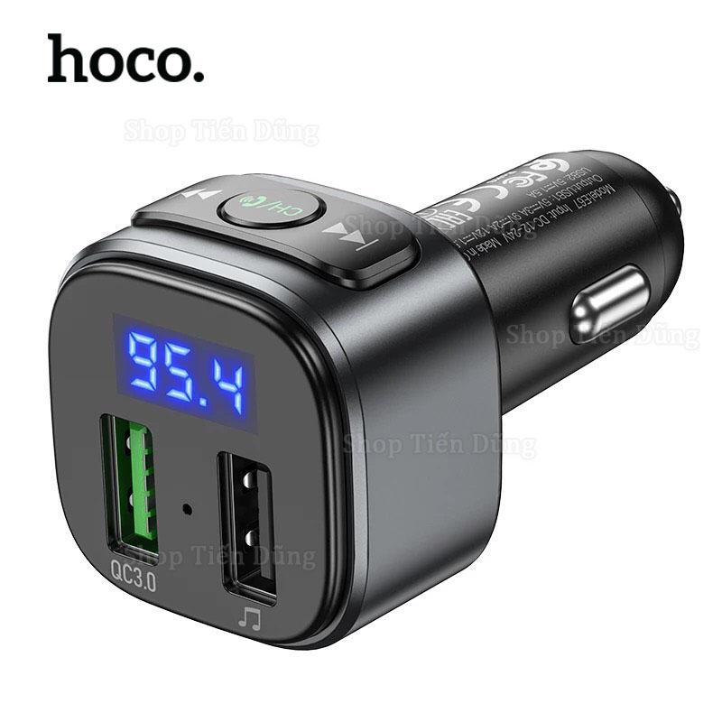 Tẩu sạc xe ô tô Hoco E67 có bluetooth đài FM nghe nhạc MP3 bằng USB màn hình hiển thị các nút bấm tiện lợi
