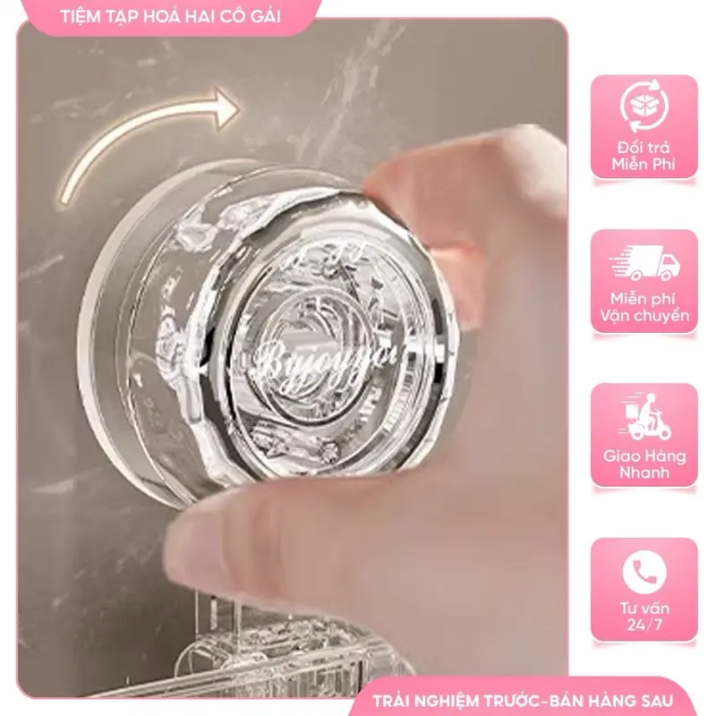 Khay Xà Phòng Trong Suốt 2 Tầng, Có Cốc Hút Chịu Lực Tốt, Khay Hứng Nước Tháo Lắp Vệ Sinh Dễ Dàng hộp đựng 4