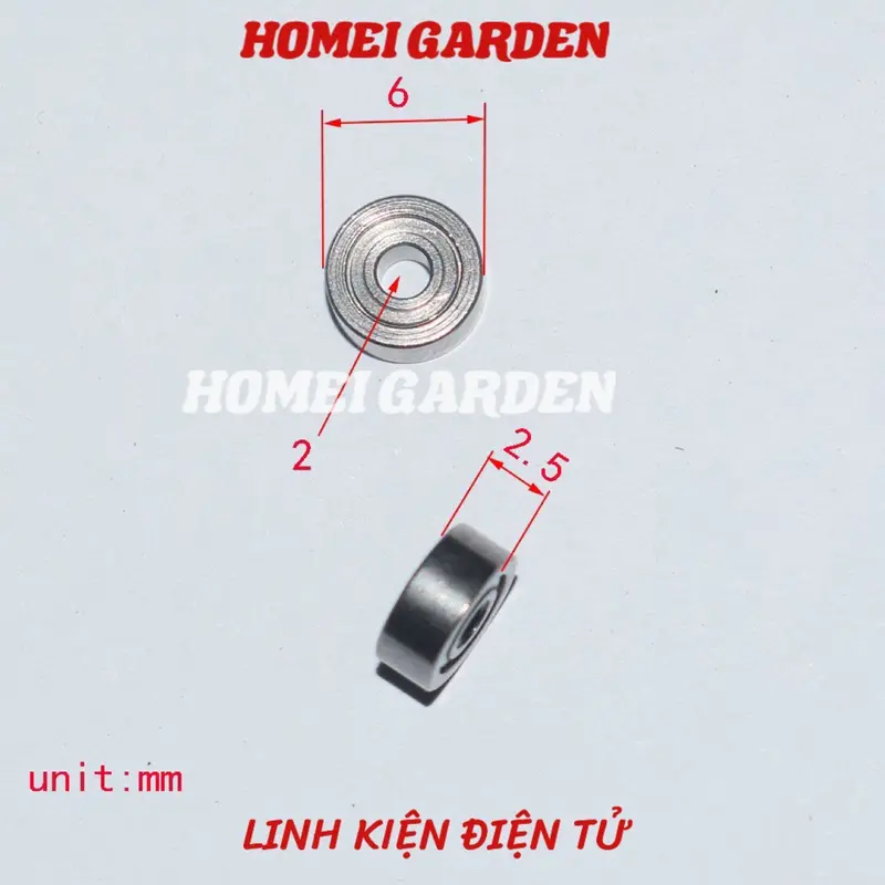 2 bạc đạn mini trục 2mm đường kính 6mm kích thước 2x6x2.5mm làm mô hình DIY - HM0118 2