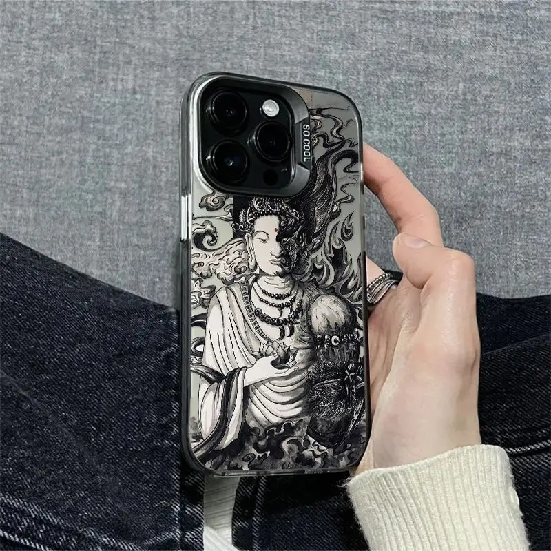 Ốp Lưng iPhone, Hình Ảnh Phật Bồ Tát, Thích Hợp Cho iPhone 16 Pro Max, 15, 14, 13, 12, 11, X, XR, XS, 7, 8 PLUS, Ốp Bảo Vệ Điện Thoại Silicon Chống Sốc
