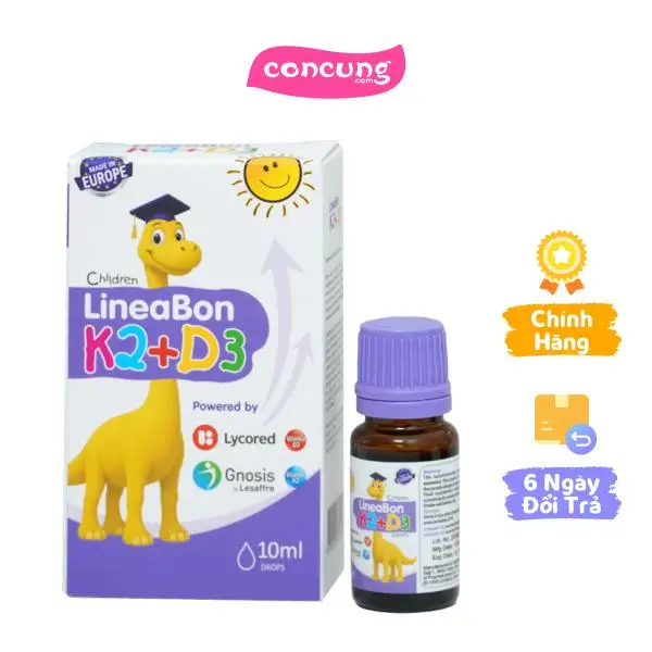 Vitamin giúp bé tăng chiều cao K2+D3 Lineabon - Mẫu mới: nắp tím, Mẫu cũ: nắp trắng (giao bao bì ngẫu nhiên)