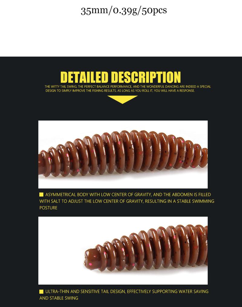 Product Introduction of 10pcs Floating Worm Bait Soft Tanta 35/49/65mm Fishing Lures Pesca Carp Fishing Bass Lure Lsca Artificial Bait Accessories 1