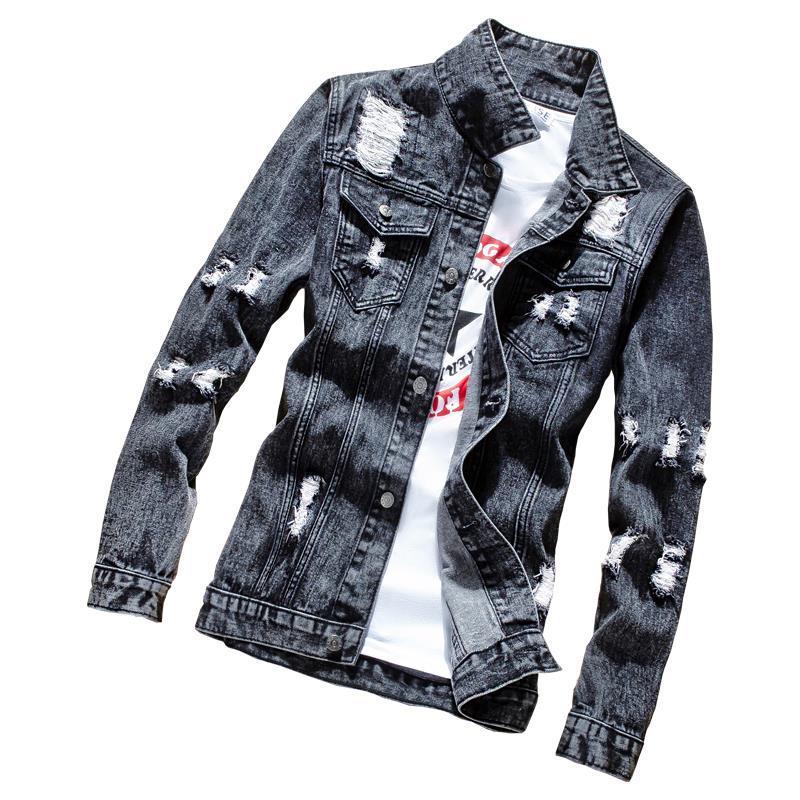 Áo Khoác Denim, Rách Mùa Xuân, Dành Cho Nam Giới, Phong Cách Hàn Quốc, Ôm Sát, Áo Khoác Thường Ngày Thích Hợp Cho Mùa Xuân Và Mùa Thu, Dễ Phối Đồ, Thời Trang, Quần Áo Nam 4