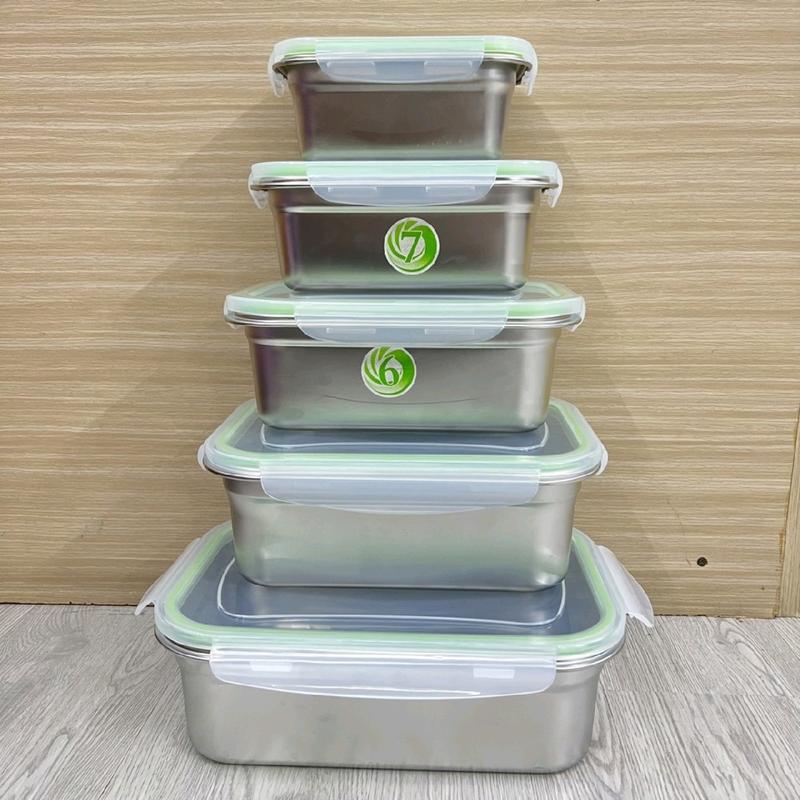 Hộp đựng thực phẩm inox 304 nắp nhựa - khay inox đựng topping, Thạch