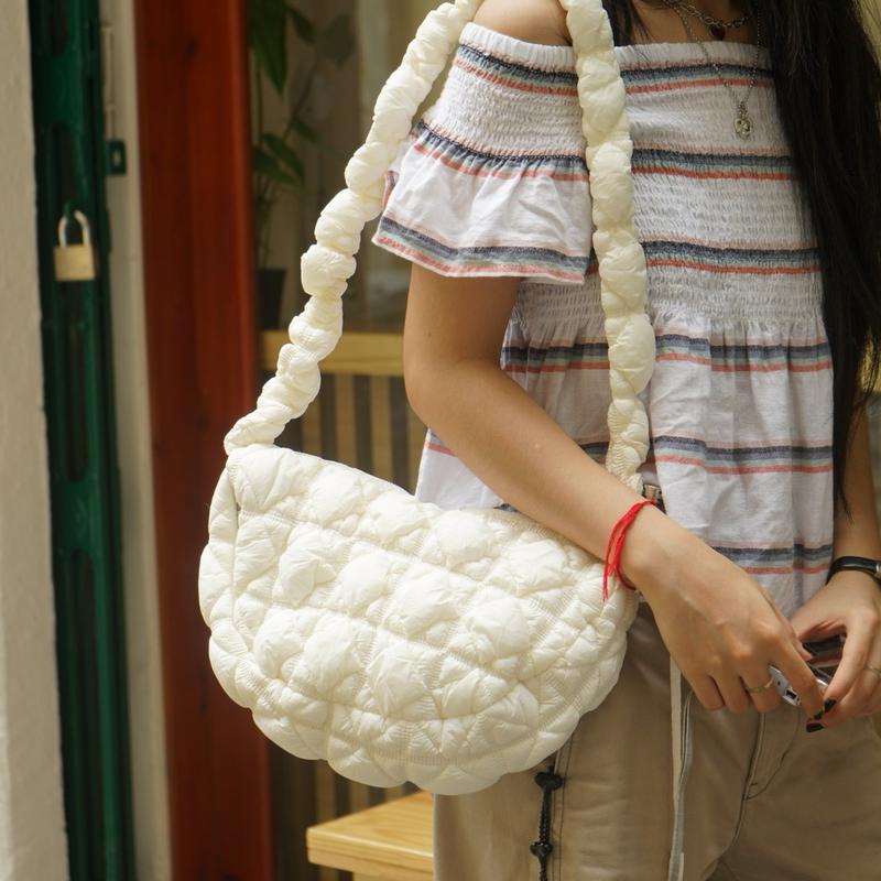 [CHU BAG] Túi đeo chéo chần bông trắng có thể điều chỉnh dây Đeo Vai Nữ 2