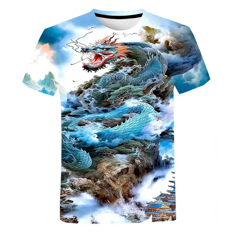 Áo Thun In 3D Hình Rồng, Thời Trang Mùa Hè, Dành Cho Phụ Nữ Và Nam Giới, Áo Ngắn Tay Thường Ngày Quần Áo Ngoại Cỡ