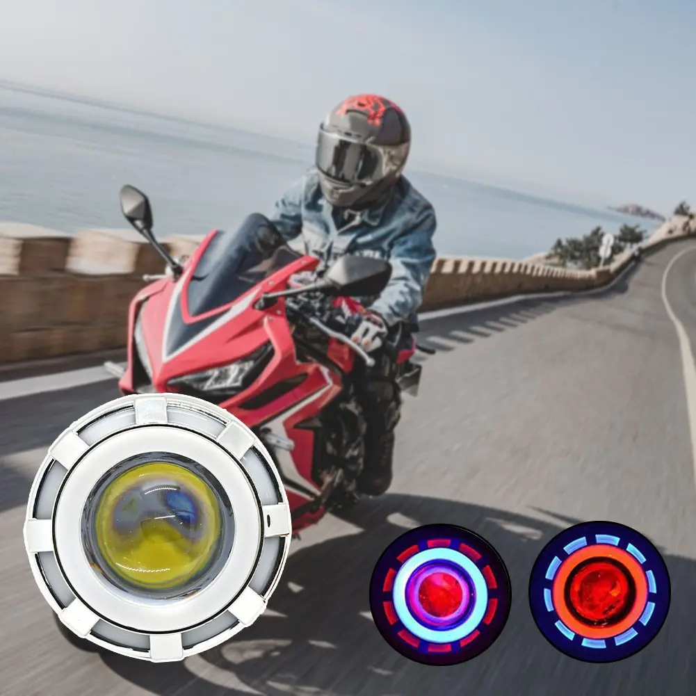 Motorcycle Headlights Spotlights Motorbike Devil Eyes LED Projector Headlights