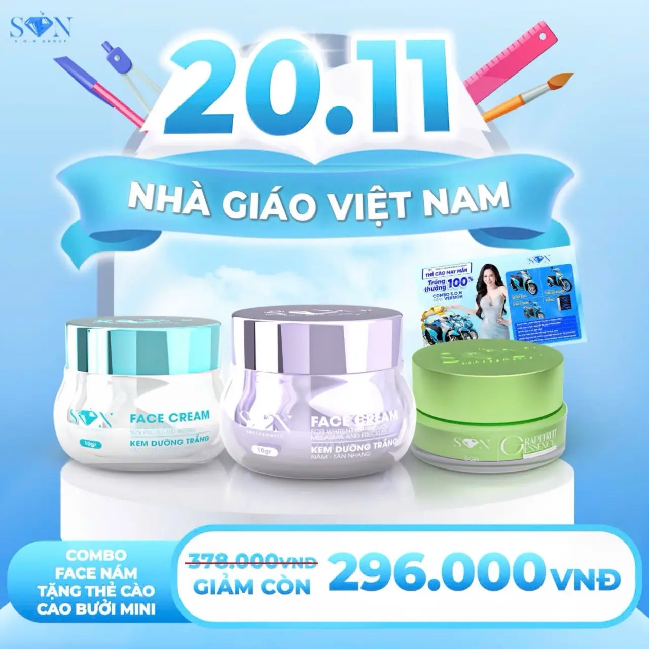 COMBO KEM FACE NÁM LÃO HOÁ TÀN NHANG MUA 2 (QUÀ TẶNG CAO BƯỞI VÀ THẺ CÀO )