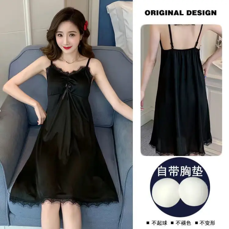Váy Ngủ Có Dây Đeo Mỏng Mùa Hè, Với Đệm Ngực, Mặc Nhà, Trang Phục Thường Ngày Cho Người Nổi Tiếng Trên Internet, Đồ Ngủ Nữ Gợi Cảm, Hàng Mới Về, Thích Hợp Cho Mùa Hè, 2024