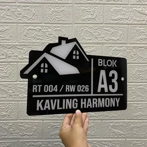 Nomor Rumah | Papan penunjuk nomor rumah akrilik Model Rumah 30x20 | Laser Cut