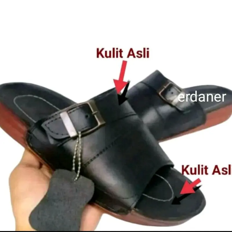 sandal model indian brand nugraha atau andian kulit asli 100% bayar COD Coklat Hitam Karet 0