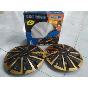 CUCI GUDANG Wheeldop R14 Isoka 1 Set / Tutup Dop Roda Velg R14 TRD Merah Hitam 14 inch Tutup Roda Wheeldop TRD EXO Mobil Universal ISOKA Accessories Gold