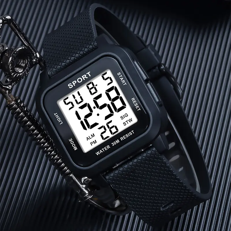 Men's Outdoor Square Multi-Function Sports Electronic Watch Fashion Simple Waterproof Men's Casual Student Watch