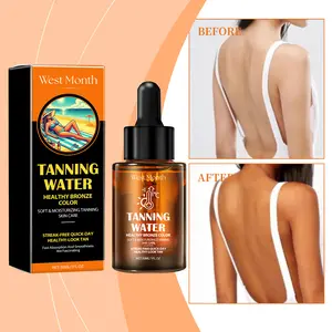 West Month Tanning Water Serum Pencoklat Kulit 30ml Wangi Gliserin & Hidroksietil Selulosa untuk Pewarnaan Kulit Sehat dan Merata Cocok untuk Pantai Luar Ruangan