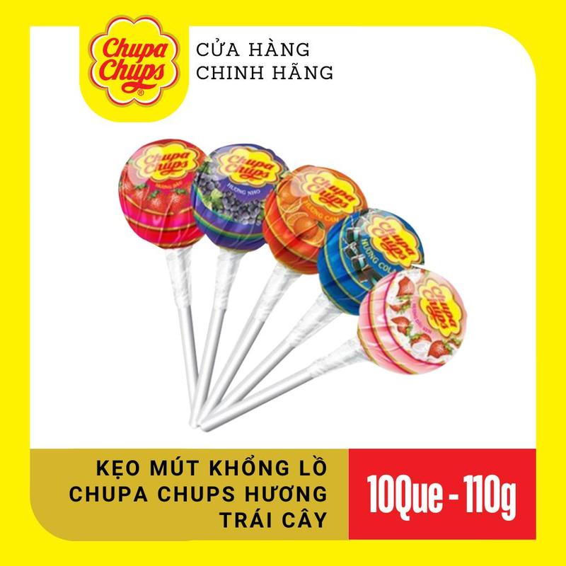 Que kẹo mút khổng lồ Chupa Chups hương trái cây hỗn hợp (bên trong 10 que kẹo mút nhỏ)