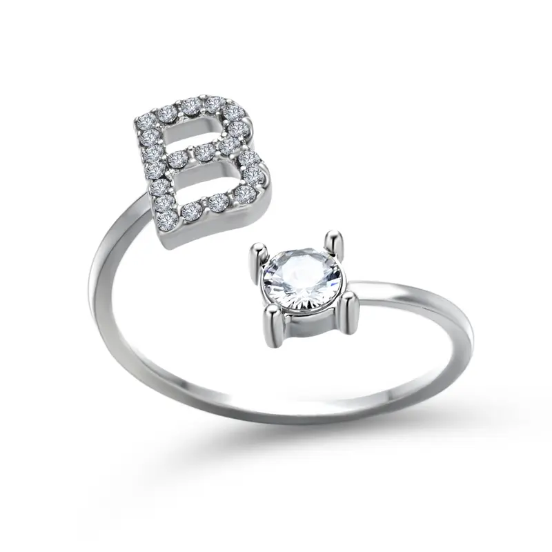 Cincin wanita inisial huruf A sampai Z model cantik adjustable Rings 5