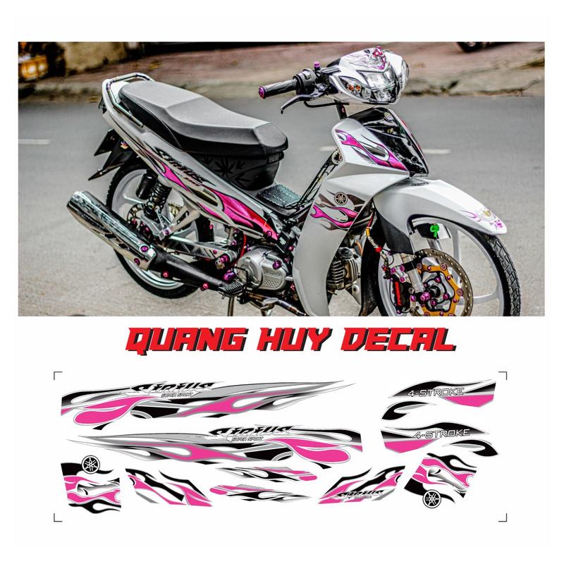 Tem rời Sirius mẫu lửa V2 dán xe sirius 50cc-110cc