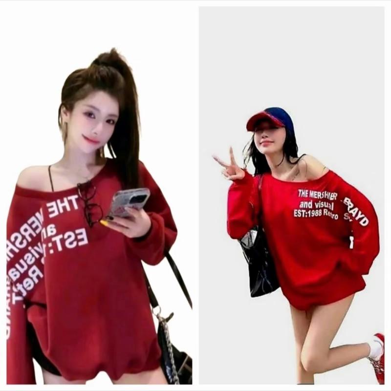 Áo nỉ trễ vai in chữ 1988 chất nỉ tàu cổ tay gấu bi dệt form rộng 40-70kg phong cách hottrend hàn quốc Nữ Nhung Women Top Dài Tay [ LỆCH VAI]