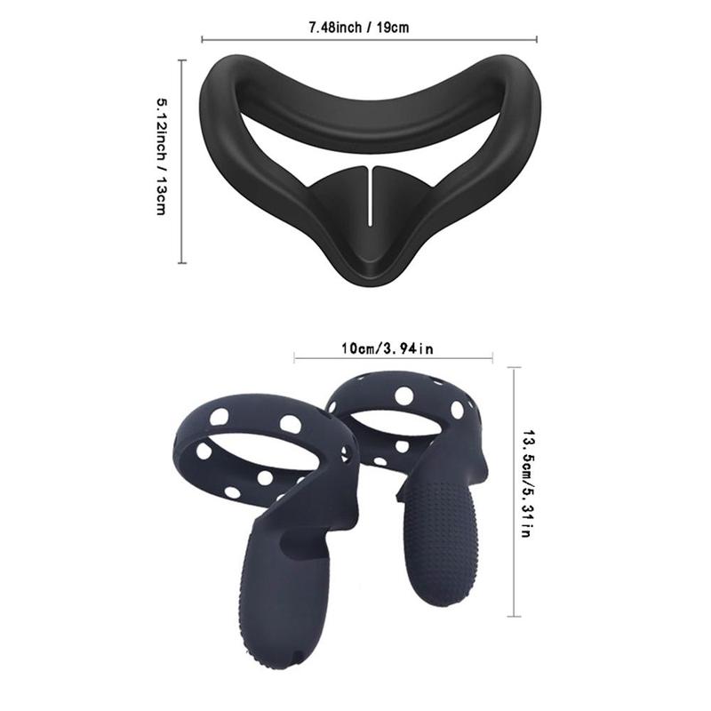 Silicone Cover Kit for Oculus Quest 2, 1 Set Multipurpose VR Accessories Including Silicone Face Cover, Controller Covers with Hand Strap and Joystick Caps 1