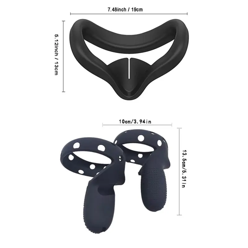 Silicone Cover Kit for Oculus Quest 2, 1 Set Multipurpose VR Accessories Including Silicone Face Cover, Controller Covers with Hand Strap and Joystick Caps 1