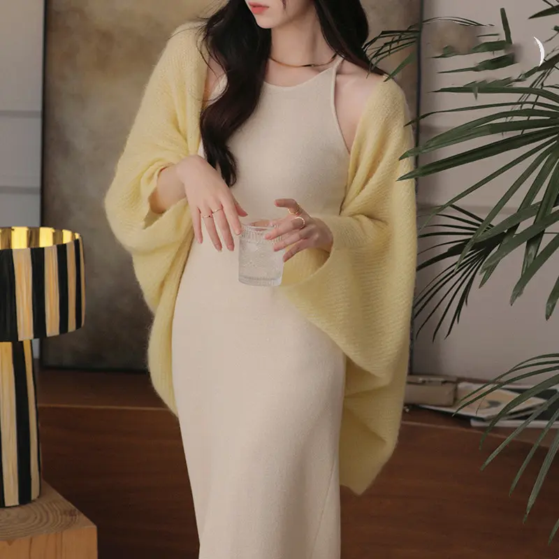 SUYU Retro Korean Style Simple Casual Knitwear Loose Women's Knitted Cardigan 240306