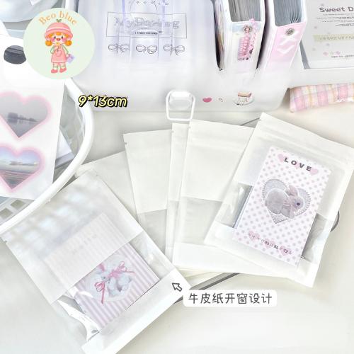 [B08] Túi zip niêm phong cao cấp ô cửa giấy lụa màu trắng pastel