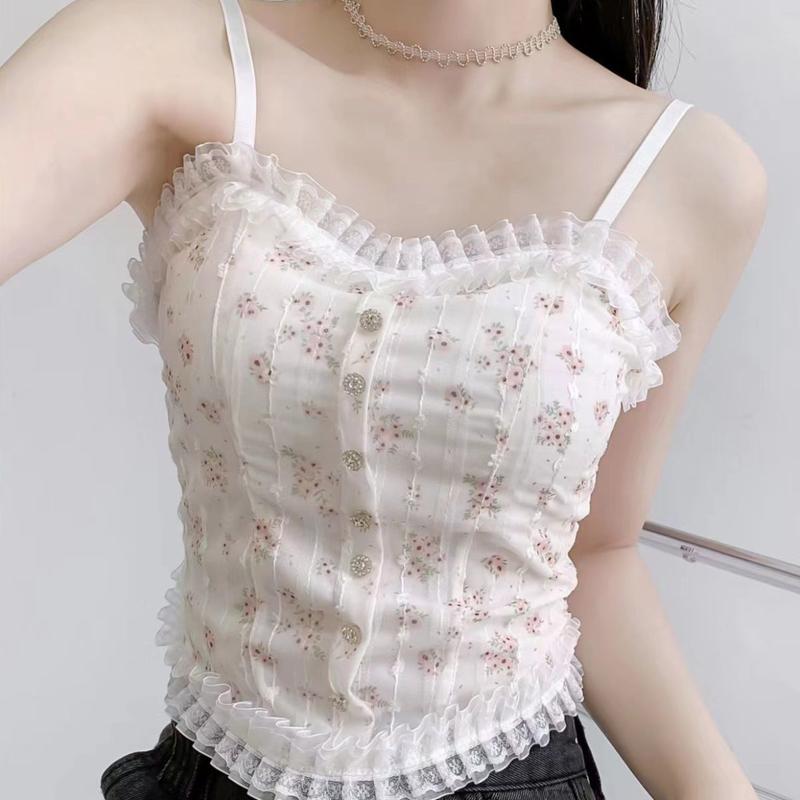 Áo Ống, Thiết Kế Đẹp Hoa Ren, Dành Cho Nữ, Có Thể Mặc Ngoài Trời, Lót Chống Lộ, Đế Độc Đáo Dây Treo Xếp Ly Có Thể Mặc Ngoài Trời 0