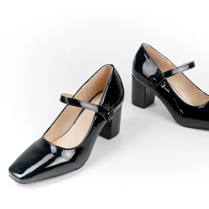 Blow BLJIHE 0023 Fiore Mary Jane Block Heels Wanita Sepatu Hitam Women Shoes 5