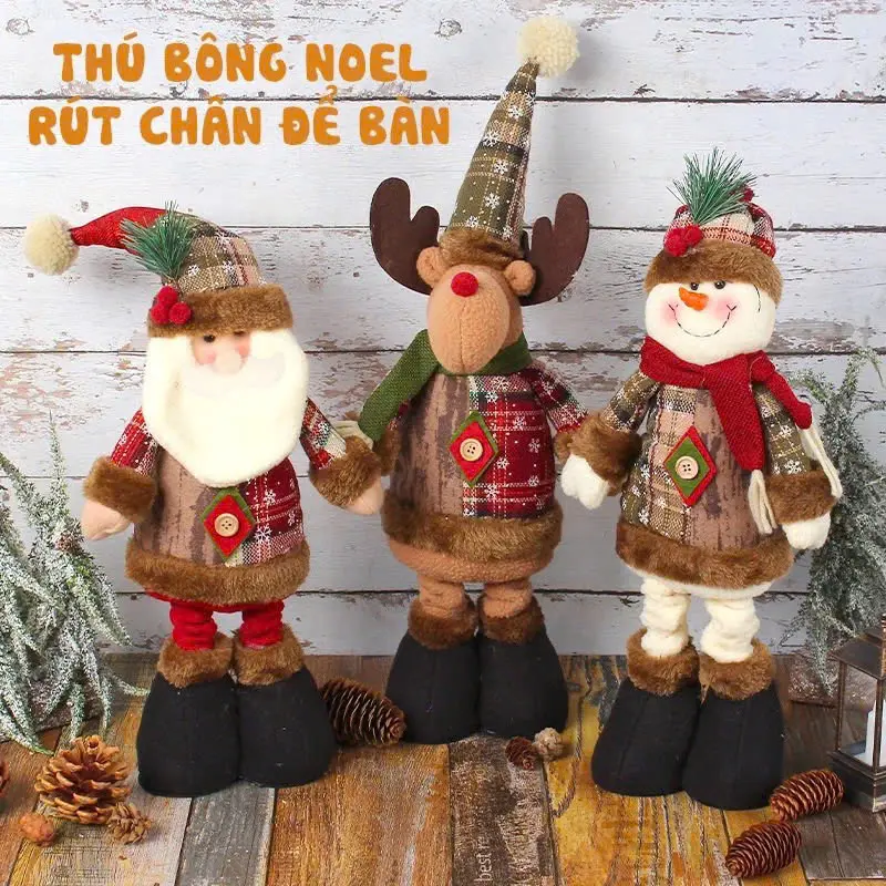 [Cao 53cm]Gấu bông Rút Chân trang trí giáng sinh hình ông già noel, người tuyết, chú tuần lộc, trang trí Noel 4
