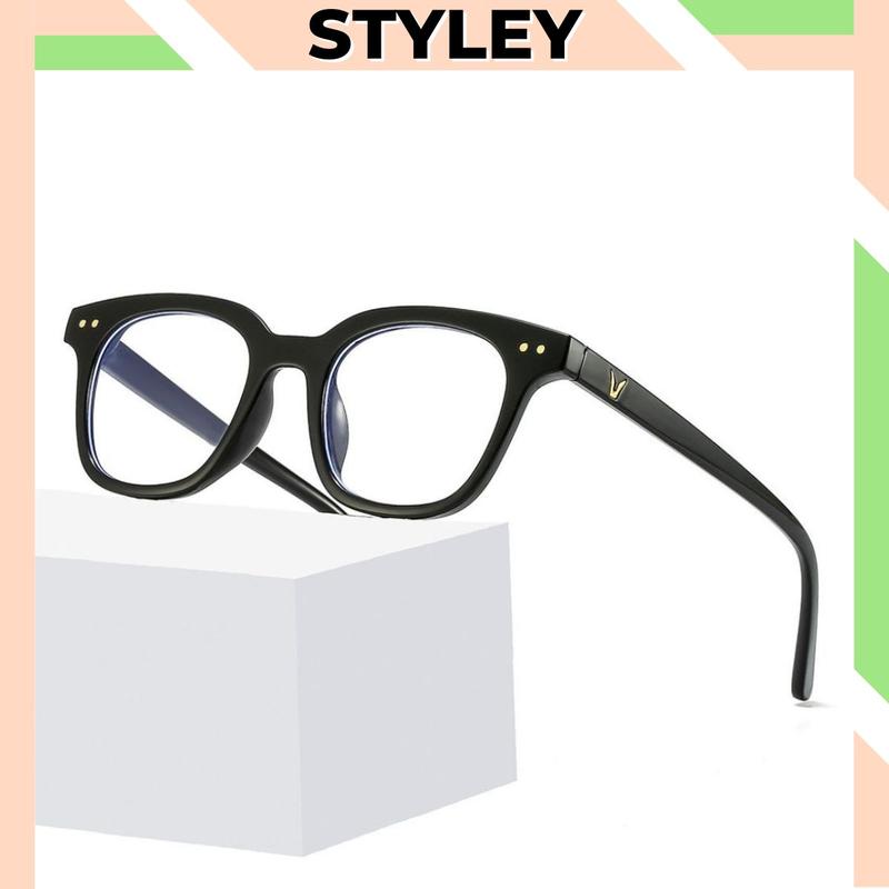 Mắt Kính chữ V nam nữ 2 chấm không độ giả cận phong cách hàn quốc dễ thương cute Kính mát thời trang chống tia UV và ánh sáng xanh Kính Mắt STYLEY K001 kínhmắt Giày Bàn Tay kính thời trang nam cute sunglasses Women kính cận chữ v