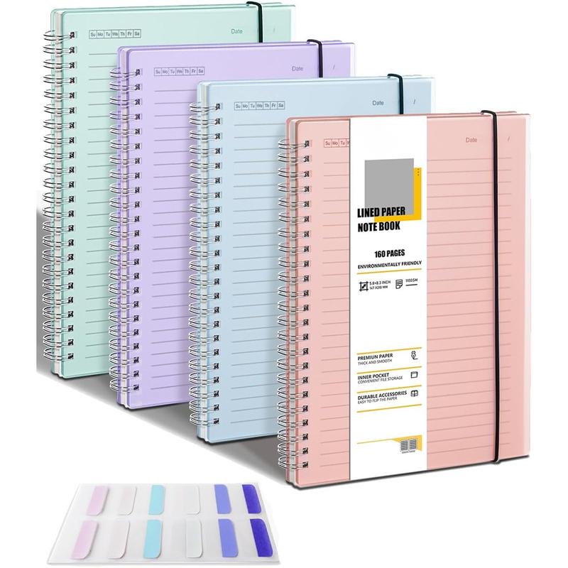 4 Pack Lined Spiral Notebook, 5.9 x 8.3 Inches Notebooks for Work ...