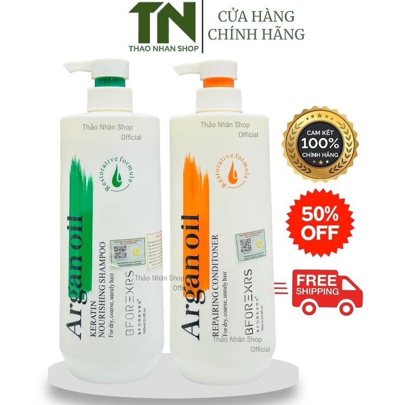 Cặp Gội Xả Cao Cấp Dưỡng Sinh Argan Oil Keratin BFOREXRS Phục Hồi Tóc Khô Sơ Hư Tổn 500ml  960ml