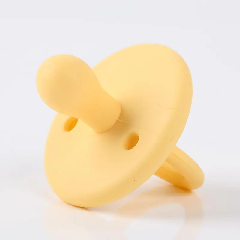Baby Silicone Pacifier, Solid Color Soft Silicone Pacifier for Newborns, Newborns Teether, Baby Soothing Teether, Baby Tactile Training Teether 1