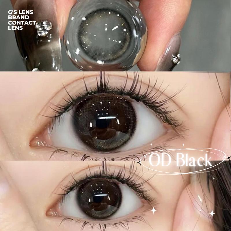 Lens Mắt Kính Áp Tròng Màu Đen Vân Nhũ OD-5933 Lens Black Hot Douyin Size S 14.2mm Có 0 Đến 6 Độ Lệch Độ