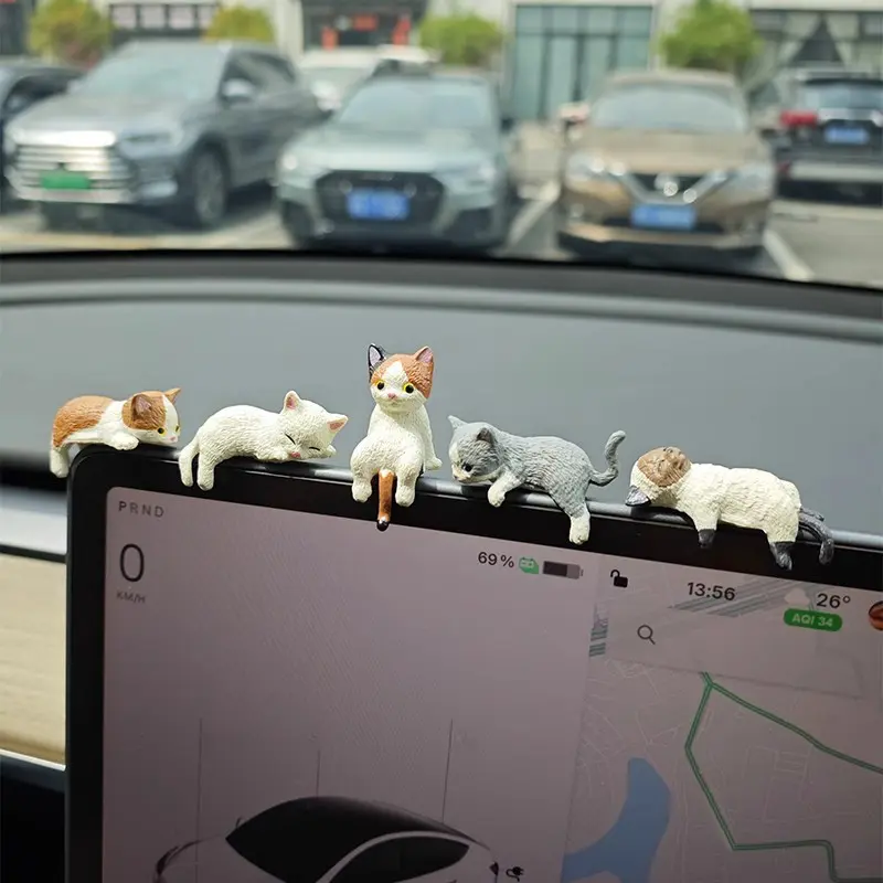 3-5cm Cute Mini PVC Animation Model Cat Doll Figures Toy Creative Individuality Handicraft Ornaments Dashboard Balcony Decoration