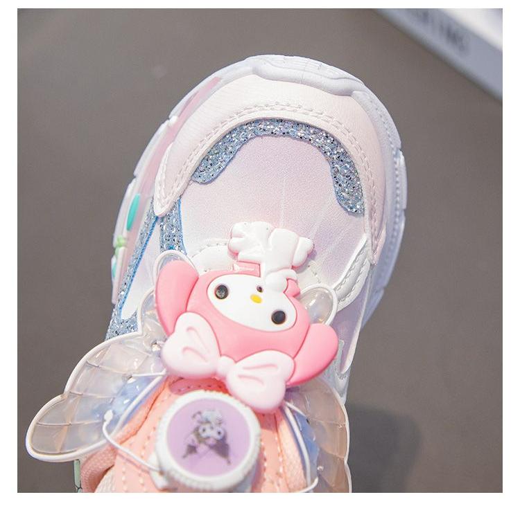 Product Introduction of Girls'shoes Children Sneaker Girls Mesh Shoes Breathable Kids'sport Shoes Rotating Button Sneaker Princess Light up Girl Glowing Leather Shoes 7