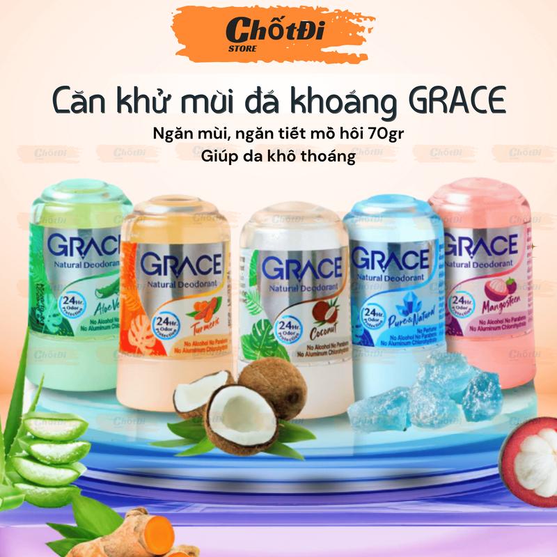Lăn Khử Mùi Đá Khoáng Grace 70gr Ngăn Tiết Mồ Hôi Cho Vùng Da Dưới Cánh Tay Giúp Da Khô Thoáng Thái Lan - Chốt Đi Store