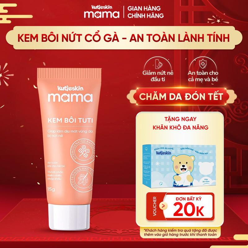  Kem Bôi Tuti Kutieskin Mama 15g Hỗ Trợ Dưỡng Ẩm Giảm Tình Trạng Nứt Cổ Gà Khô Nẻ Đầu Ti 