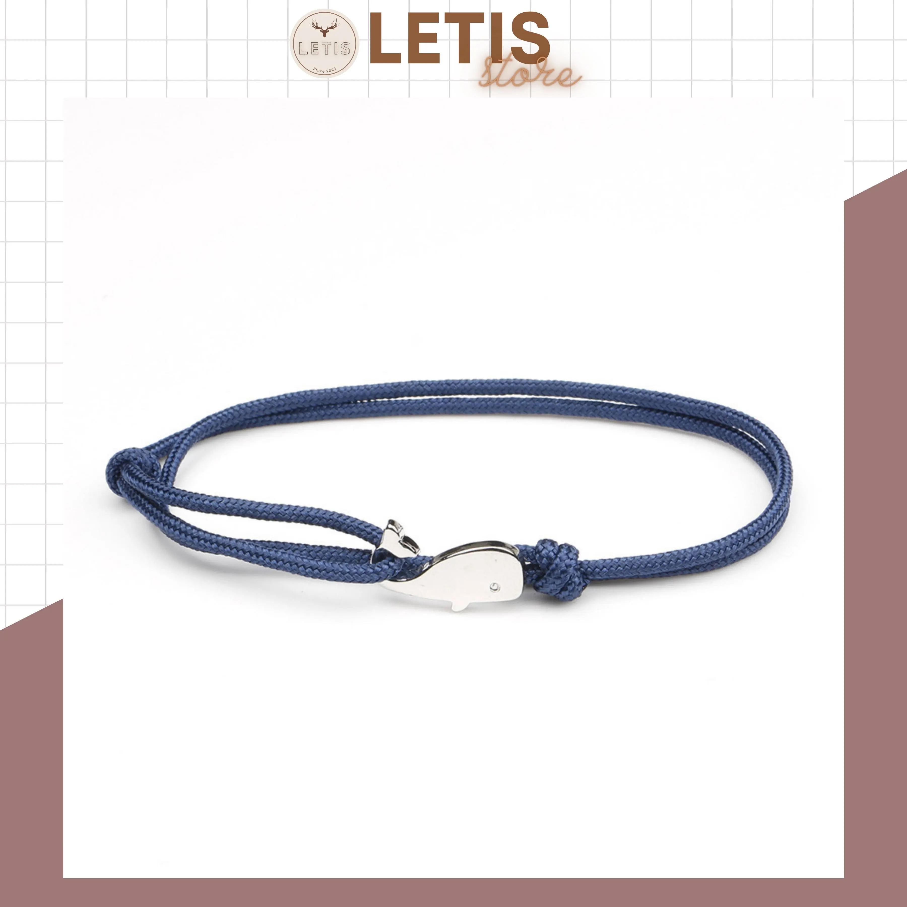 Vòng tay nam nữ LETIS VT37 cá voi dây vải thừng, lắc tay phong cách cá tính thời trang chất liệu bền bĩ không gỉ