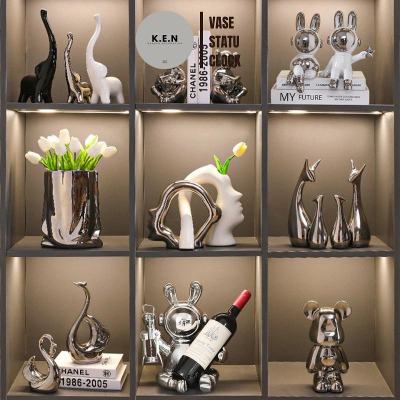 Tượng trang trí phòng khách decor kệ tivi phong cách bắc âu quà tặng tân gia sang trọng hiện đại KENDECOR