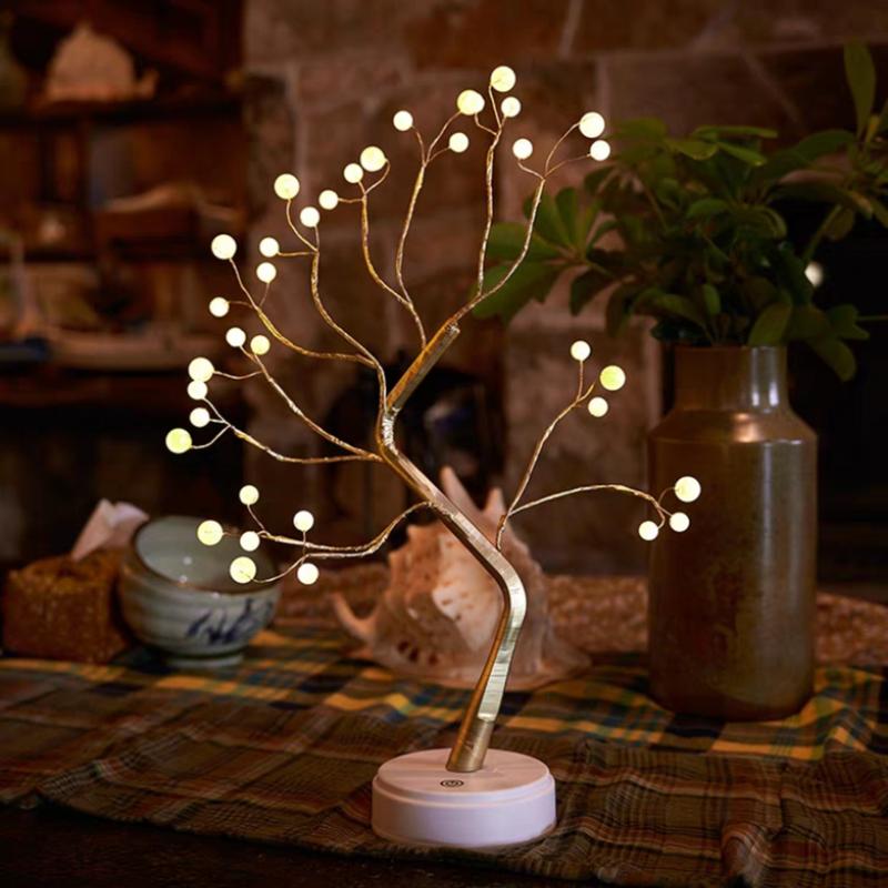 Product Introduction of Lampu Tidur Model Pohon Ranting Unik Colokan USB / Tenaga Baterai Dekorasi Kamar Kawat Tumblr Led/Led Tree Romantic Night Light Meja Samping Tempat Tidur Hadiah Ulang Tahun Lamp Led Plastik 6
